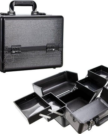 2-Tier Professional Cosmetic Case with Accordion Trays - Black by TruCase