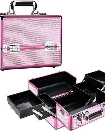 2-Tier Professional Cosmetic Case with Accordion Trays - Pink by TruCase