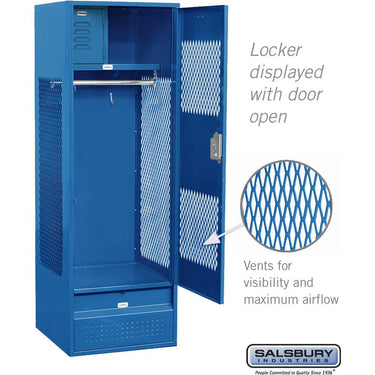 24-inch Wide Vented Gear Metal Locker - 6 Feet High - 18-inch Deep by Salsbury – Blue – Assembled by Salsbury (view 2)