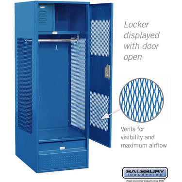 24-inch Wide Vented Gear Metal Locker - 6 Feet High - 24-inch Deep by Salsbury – Blue – Assembled by Salsbury (view 2)