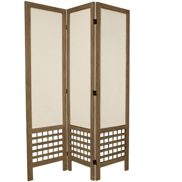 5-1/2 ft. Tall Open Lattice Fabric Room Divider - Burnt Brown, Burnt Grey or Burnt White / 3 Panels, 4 Panels or 6 Panels by East-West Furnishings