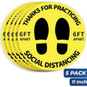 6 Feet Apart Social Distancing Floor Decals Stickers - 11" Diameter - Yellow / 5 Pack