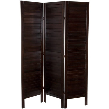 6 ft. Tall Double Shutter Room Divider - Walnut / 3 Panels by East-West Furnishings