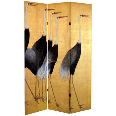 6 ft. Tall Double Sided Cranes Room Divider / 3 Panels by East-West Furnishings