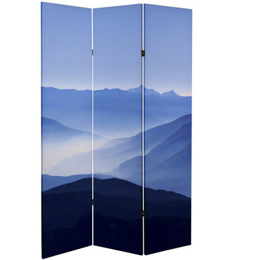 6 ft. Tall Double Sided Misty Mountain Canvas Room Divider / 3 Panels by East-West Furnishings