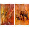 6 ft. Tall Giraffe & Elephant Double Sided Room Divider / 3 Panels by East-West Furnishings