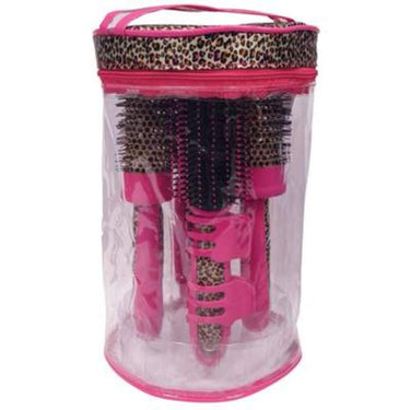 6 Piece Pink Leopard Brush Kit by Scalpmaster