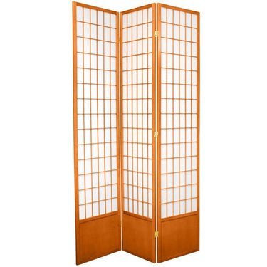 7 ft. Tall Window Pane Shoji Screen - Natural, Honey, Rosewood, Black, Walnut or White / 3 Panels, 4 Panels, 5 Panels, 6 Panels or 8 Panels by East-West Furnishings