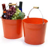 8-1/2" Tangerine Pail Wooden Handle / Case of 10 Pails