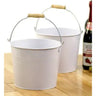 8-1/2" White Pail Wooden Handle / Case of 10 Pails