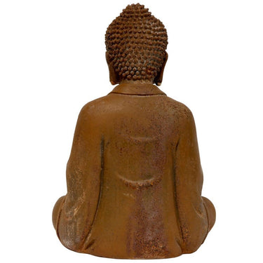 9" Japanese Sitting Zenjo Buddha Statue / Rust Patina by East-West Furnishings