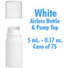 Airless Bottle and Pump - White with Clear Overcap - 5 mL. - 0.17 oz. / Case of 75
