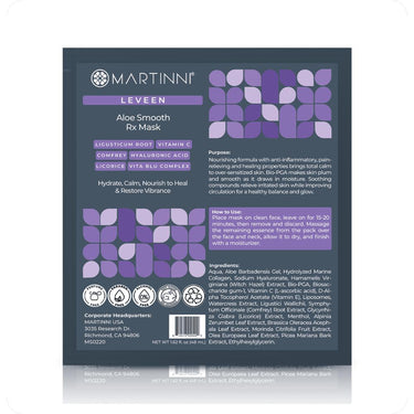 Aloe Smooth RX Mask / Pack of 15 - Each Pre-Moistened 100% Natural and Paraben Free Mask is Single Use by Martinni