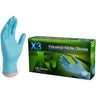 Ammex X3 Blue Nitrile Industrial Latex-Free PF Disposable Gloves | 3 mil Thick | Sizes S-XXL | 100 Gloves/Box; 10 Boxes/Case = Case of 1,000 by Ammex