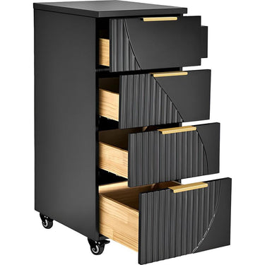 Anais Salon Trolley / 4 Storage Drawers Plus Tool Holder on Wheels for Salon Versability / Black by Deco Salon Furniture