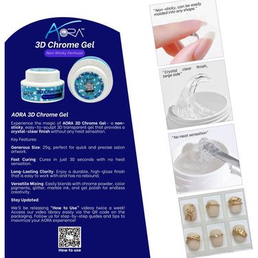 Aora 3D Chrome Gel 25 Grams, Free 1 Set / 5 Pieces 3D Applicator Tool