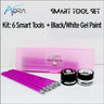 Aora Kit / 8 Pieces - Stamp Art Tool (6 Designs) + Black/White Gel Paint