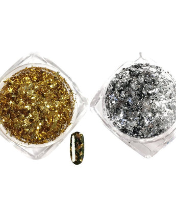 Artisan Nail Art Pigment Flakes - Dazzling Gold & Silver Duo - 2 Pieces