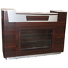 Asher Reception Desk / Dark Wood with Stainless Accents and Glass Display by HANS Equipment