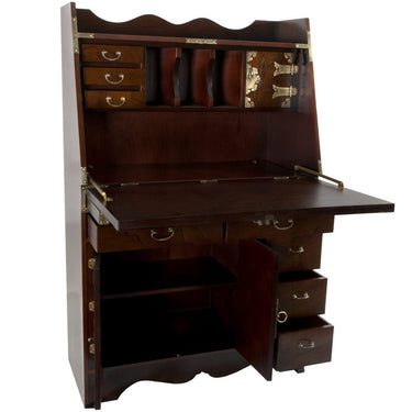 Asian Antique Style Drop Leaf Secretary Desk by East-West Furnishings