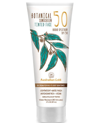 Australian Gold SPF 50 Botanical Sunscreen Tinted - BB Cream for Rich to Deep Skin Tones / Lightweight / Matte Finish / Antioxidant Rich / Vegan / 3 fl. oz. - 89 mL.