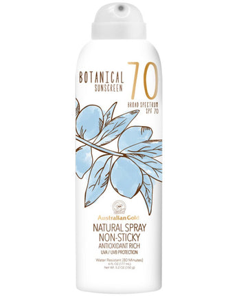 Australian Gold SPF Botanical Continuous Spray Sunscreen - 70 SPF / Sunscreen Natural Spray / Non-Sticky / Antioxidant Rich / UVA-UVB Broad Spectrum Protection / 6 fl. oz. - 177 mL.