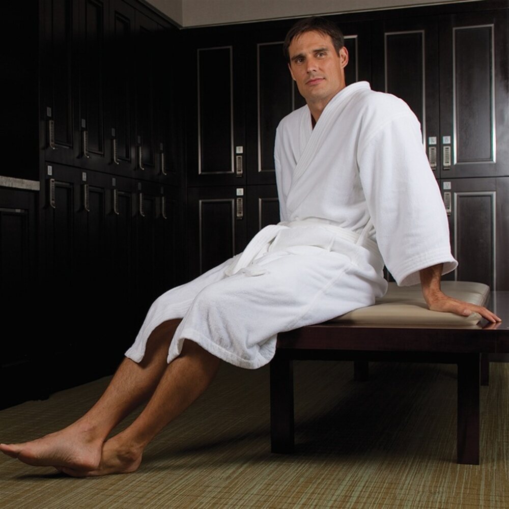 Basic Kimono Robe - Full Loop Terry 100% Cotton - 16 oz. / White by Bo ...