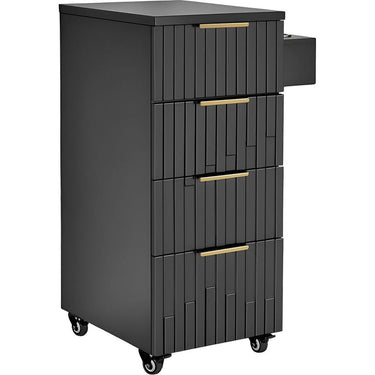 Belle Salon Trolley / 4 Storage Drawers Plus Tool Holder on Wheels for Salon Versatility / White by Deco Salon Furniture