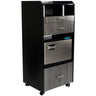 Bexley Spa Trolley with Pull-Out Working Space and Hot Towel Cabinet Cubby / Black & Dark Grey by HANS Equipment