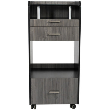 Bexley Spa Trolley with Pull-Out Working Space and Hot Towel Cabinet Cubby / Black & Dark Grey by HANS Equipment