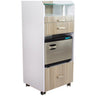 Bexley Spa Trolley with Pull-Out Working Space and Hot Towel Cabinet Cubby / White & Light Wood by HANS Equipment