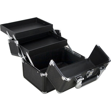 Black Glitter 2-Tiers Extendable Trays Makeup Train Case by TruCase