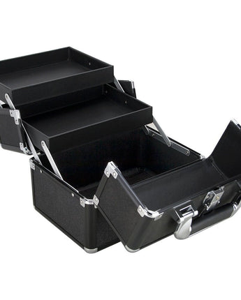 Black Glitter 2-Tiers Extendable Trays Makeup Train Case by TruCase