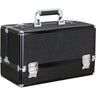 Black Glitter 6-Tiers Accordion Trays Professional Cosmetic Makeup Train Case by TruCase