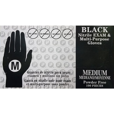Black Nitrile Exam & Multi-Purpose Gloves - Powder Free - MEDIUM / 100 Count