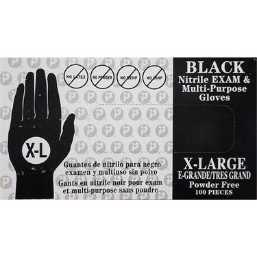 Black Nitrile Exam & Multi-Purpose Gloves - Powder Free -X-LARGE / 100 Count