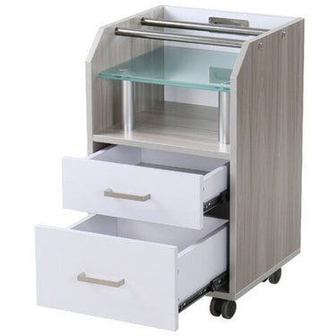 Blakely Pedicure Trolley / White & Light Wood by HANS Equipment