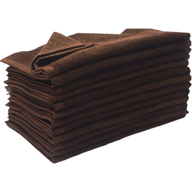 Bleach Shield Salon Towels - 100% Ring Spun Cotton - 16" x 26" - DARK BROWN / 12 Towels