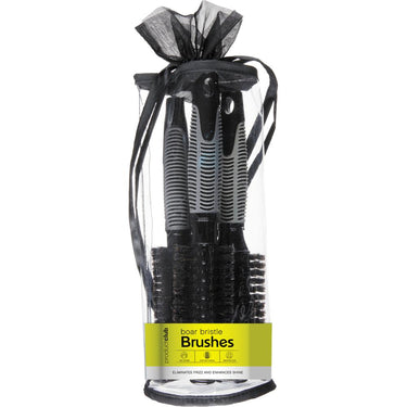 Boar Bristle Brush Set - 3 Round Brushes 1-3/4", 2", and 2 -1/4" by Product Club