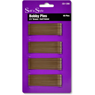 Bobby Pins - Bronze - 2-1/2" / 40 Count Per Card X 12 Cards = 480 Bobby Pins by SOFT N STYLE