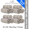 Boca Terry Magic Bleach Proof Spa-Salon Towels - 100% Ringspun Cotton - 16" x 28" - 392 GSM / Silver Grey / 12 Count