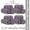 Boca Terry Spa-Salon Towels - 100% Ringspun Cotton - 16" x 27" - 373 GSM / Charcoal Grey / 12 Count