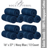 Boca Terry Spa-Salon Towels - 100% Ringspun Cotton - 16" x 27" - 373 GSM / Navy Blue / 12 Count