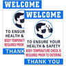 Body Temperature Check Required Sticker Signs / Package Includes (2) 7" x 9.8" Sticker Signs