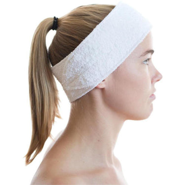 Canyon Rose White Terry Headband - Velcro Closure / 3.5" Wide x 27.75" Long