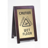 Caution Wet Floor Sign - Wood + Engraved Gold Plates by Lounge Room & Hospitality