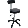 Celebrity - Round Stool with Backrest - Black Vinyl Upholstery + 5-Star Sturdy Base + 5 Strong Wheels - Hydraulic Height Adjusts 19-1/2" to 25"
