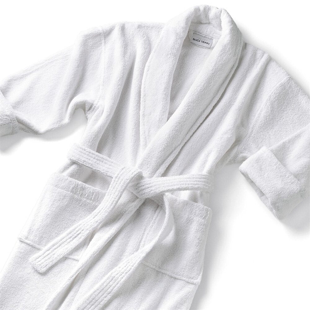 Collar Robe Classic Shawl Collar Robe - Full Loop Terry 100% Cotton - 16 oz. / Whi ...