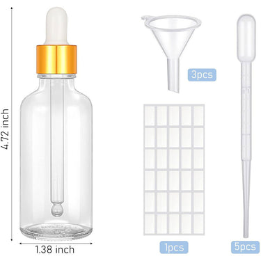 Clear 2 oz. Glass Dropper Bottles for Spa & Salon / Case of 50
