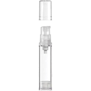 Clear Airless Bottle with Pump and Cap - 10 mL. Each / Case of 100 Bottles + Caps + Pumps